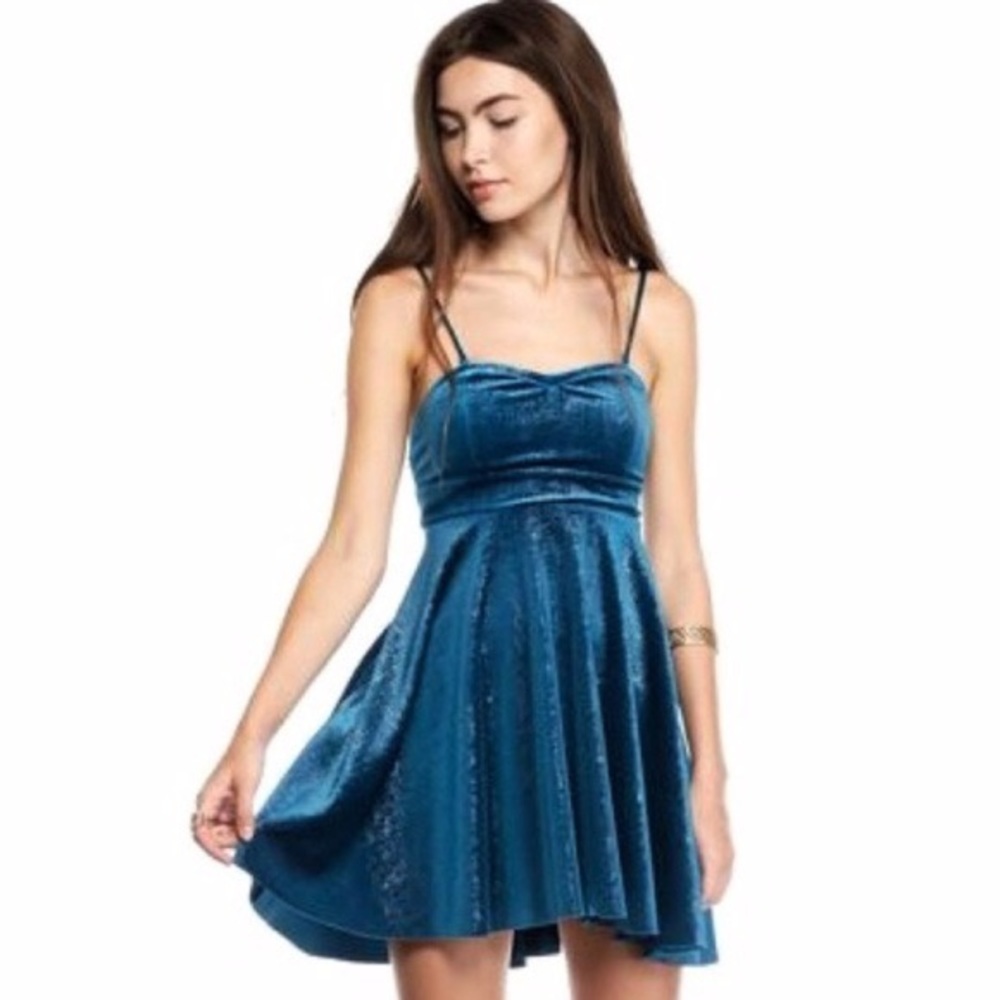Free People turquoise blue sparkly cami mini dress